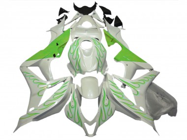 Vert Lime Flamme Sur Blanc 2007-2008 Honda CBR600RR Carénage Moto