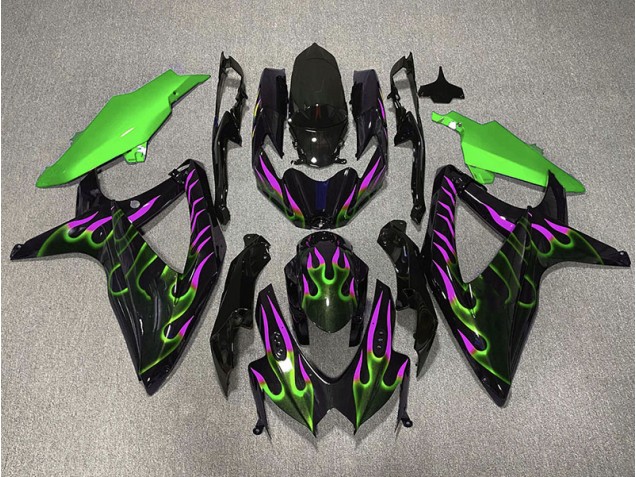 Vert & Magenta Flamme 2008-2010 Suzuki GSXR 600-750 Carénage Moto Vert & Magenta Flamme 2008-2010 Suzuki GSXR 600-750 Carénage Moto