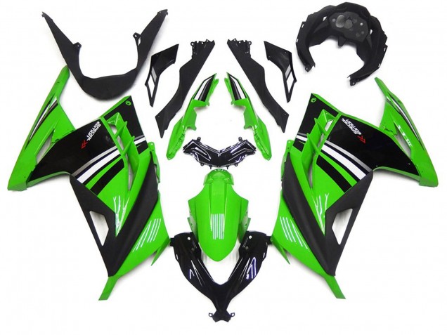 Vert Noir & Blanc Brillant 2013-2018 Kawasaki Ninja 300 Carénage Moto Vert Noir & Blanc Brillant 2013-2018 Kawasaki Ninja 300 Carénage Moto