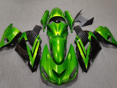 Vert Vif & Noir 2006-2011 Kawasaki ZX14R Carénage Moto
