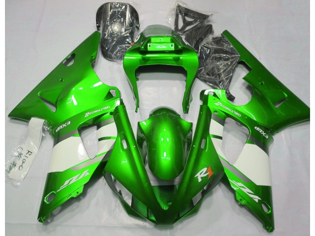 Vert Électrique & Blanc 2000-2001 Yamaha R1 Carénage Moto Vert Électrique & Blanc 2000-2001 Yamaha R1 Carénage Moto