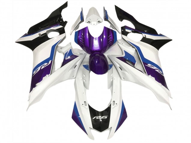 Violet & Blanc Brillant 2017-2021 Yamaha R6 Carénage Moto Violet & Blanc Brillant 2017-2021 Yamaha R6 Carénage Moto
