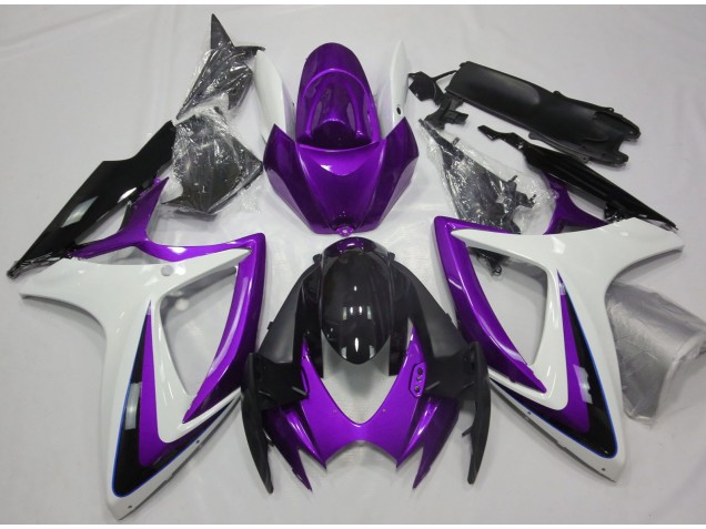 Violet & Blanc Débadgé 2006-2007 Suzuki GSXR 600-750 Carénage Moto Violet & Blanc Débadgé 2006-2007 Suzuki GSXR 600-750 Carénage Moto