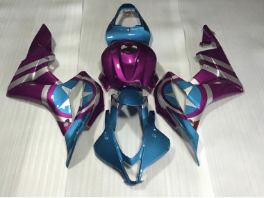 Violet & Bleu Clair Captain America 2007-2008 Honda CBR600RR Carénage Moto
