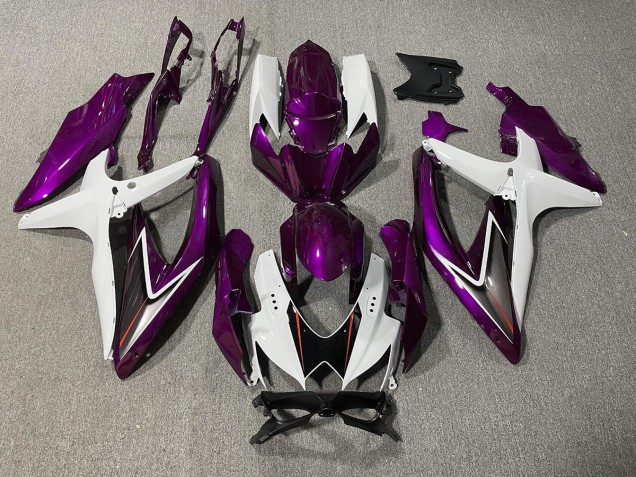 Violet Brillant & Blanc 2008-2010 Suzuki GSXR 600-750 Carénage Moto Violet Brillant & Blanc 2008-2010 Suzuki GSXR 600-750 Carénage Moto