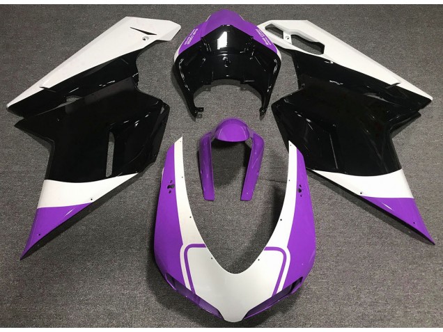 Violet Brillant Blanc & Noir 2007-2014 Ducati 848 1098 1198 Carénage Moto Violet Brillant Blanc & Noir 2007-2014 Ducati 848 1098 1198 Carénage Moto