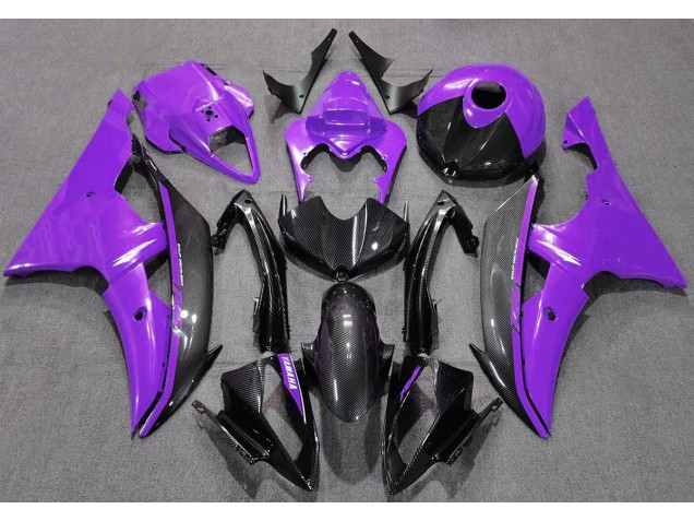 Violet Brillant & Fibre De Carbone 2008-2016 Yamaha R6 Carénage Moto Violet Brillant & Fibre De Carbone 2008-2016 Yamaha R6 Carénage Moto