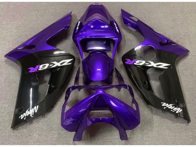 Violet Brillant & Noir 2003-2004 Kawasaki ZX6R Carénage Moto Violet Brillant & Noir 2003-2004 Kawasaki ZX6R Carénage Moto