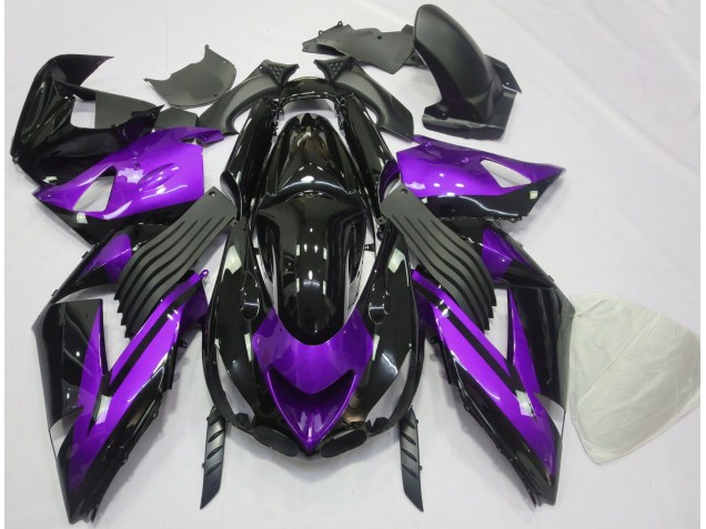 Violet Brillant & Noir Uni 2006-2011 Kawasaki ZX14R Carénage Moto Violet Brillant & Noir Uni 2006-2011 Kawasaki ZX14R Carénage Moto
