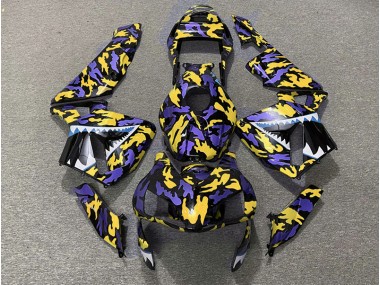 Violet & Jaune Camo 2003-2004 Honda CBR600RR Carénage Moto