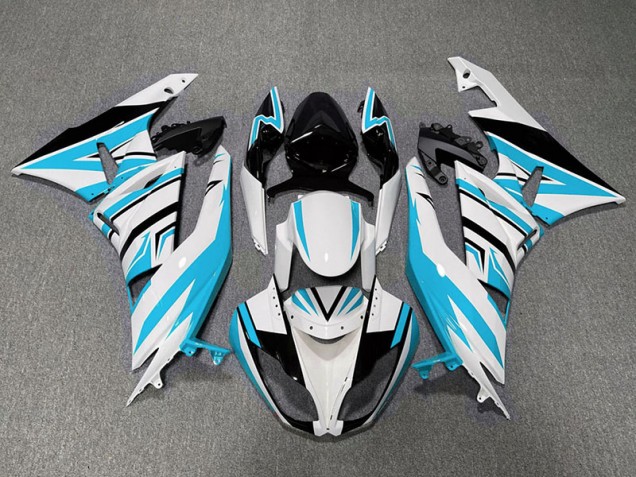 Zag Bleu Clair Blanc & Noir 2009-2012 Kawasaki ZX6R Carénage Moto