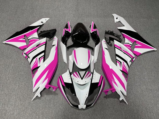 Zag Rose Blanc & Noir 2009-2012 Kawasaki ZX6R Carénage Moto Zag Rose Blanc & Noir 2009-2012 Kawasaki ZX6R Carénage Moto