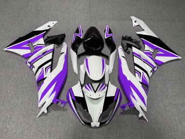 Zag Violet Blanc & Noir 2009-2012 Kawasaki ZX6R Carénage Moto