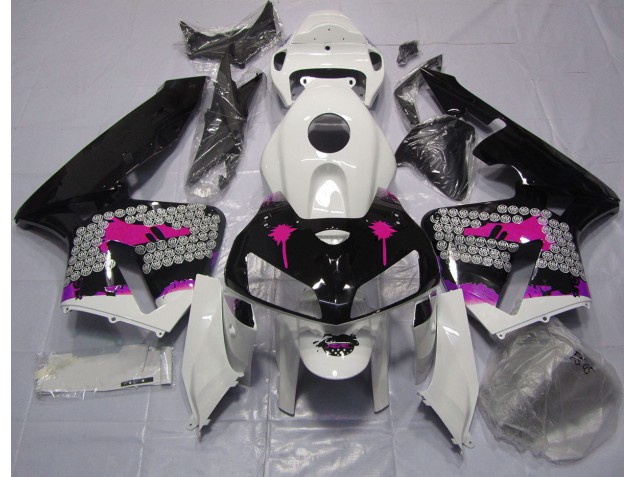Éclaboussures Roses Sur Noir Brillant 2005-2006 Honda CBR600RR Carénage Moto Éclaboussures Roses Sur Noir Brillant 2005-2006 Honda CBR600RR Carénage Moto