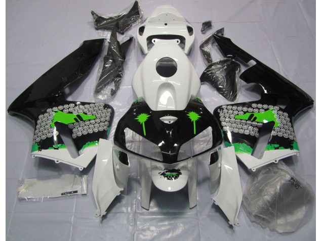 Éclaboussures Vertes Sur Noir Brillant 2005-2006 Honda CBR600RR Carénage Moto Éclaboussures Vertes Sur Noir Brillant 2005-2006 Honda CBR600RR Carénage Moto