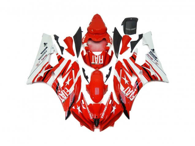 Étoile Rouge & Blanche Fiat 2006-2007 Yamaha R6 Carénage Moto Étoile Rouge & Blanche Fiat 2006-2007 Yamaha R6 Carénage Moto